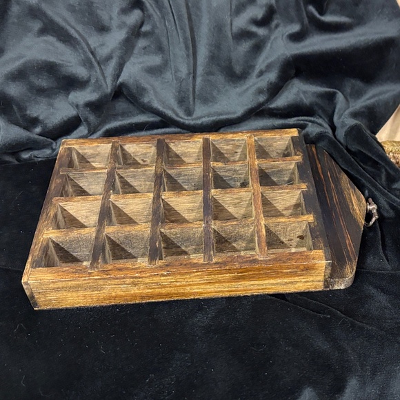 Rustic Dark Brown Wooden Wall Shelf for trinkets, thimbles, collectibles - Picture 4 of 11